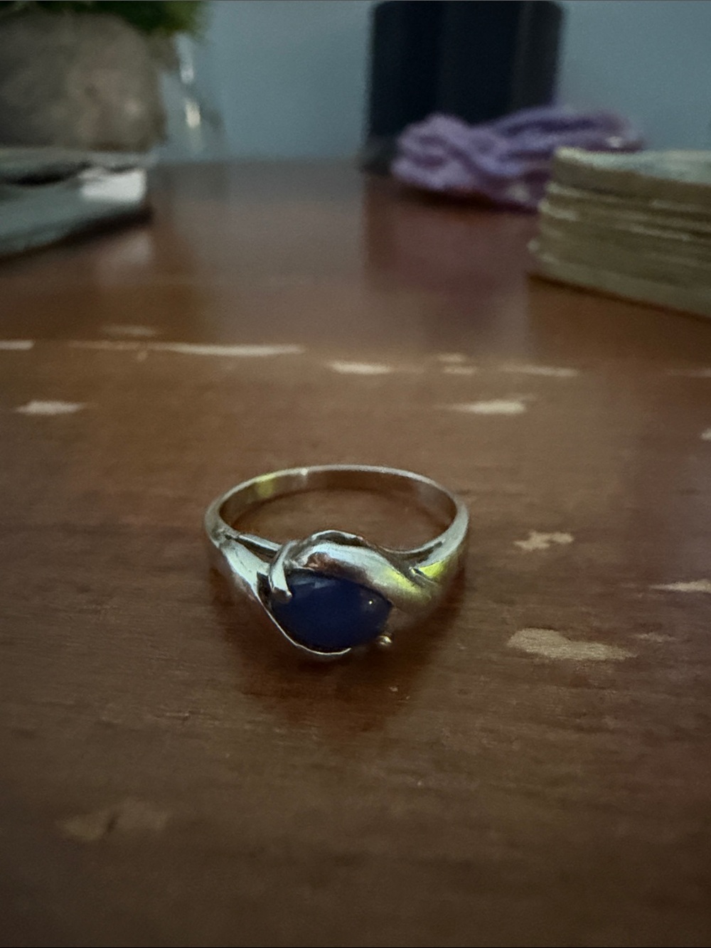 Zales Silver Ring with Star Sapphire 6mm